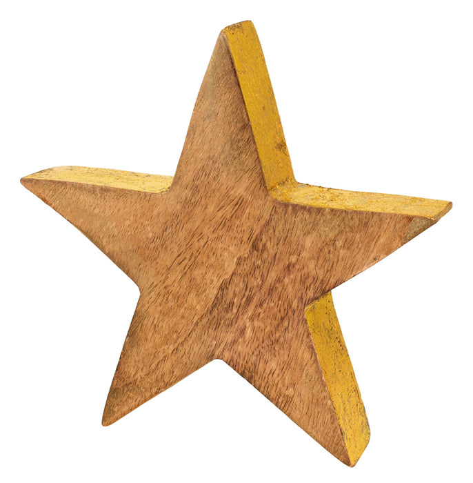 Riffelmacher Deko Holz Stern 20cm 70961 - Natur Gold