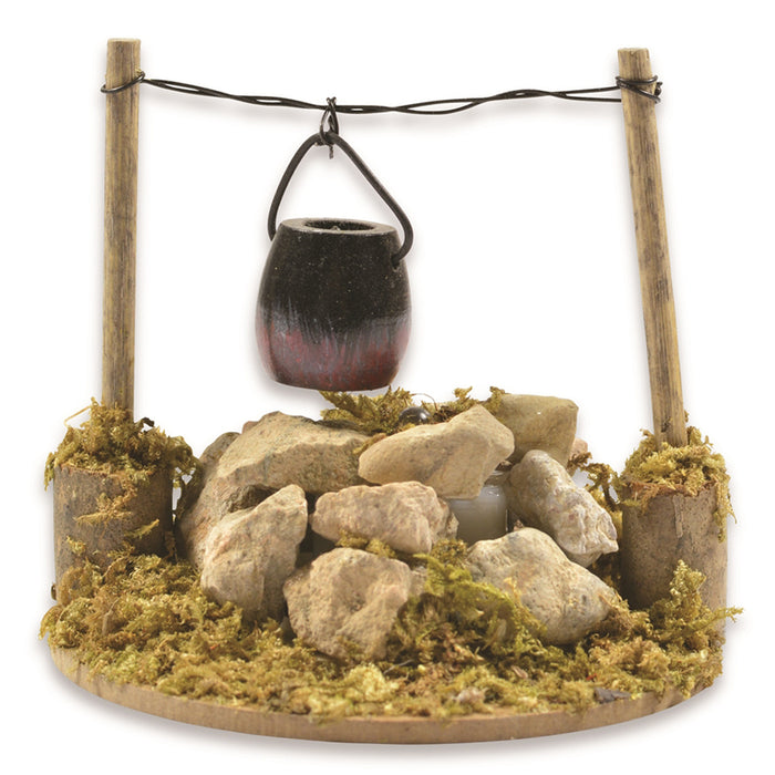 Riffelmacher "Feuerstelle mit Kessel" LED-Beleuchtung 8x7 cm 78347