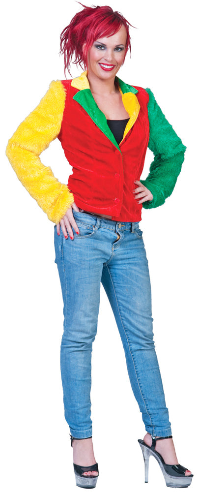 Hippie Jacke Grace in Plüsch-Optik für Damen - Mehrfarbig