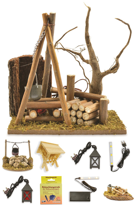 Zubehör Weihnachtskarterippe Modellbau - Lagerfeuer Laterne Krippenzubehör zur Auswahl