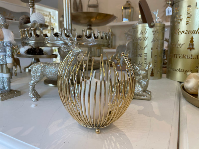 Teelichthalter Strahlenkugel 15cm | Gold
