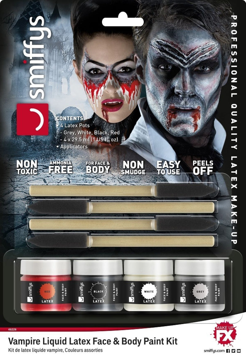 Flüssiglatex Set mit Applikator 4 x 29,5 ml - Vampir