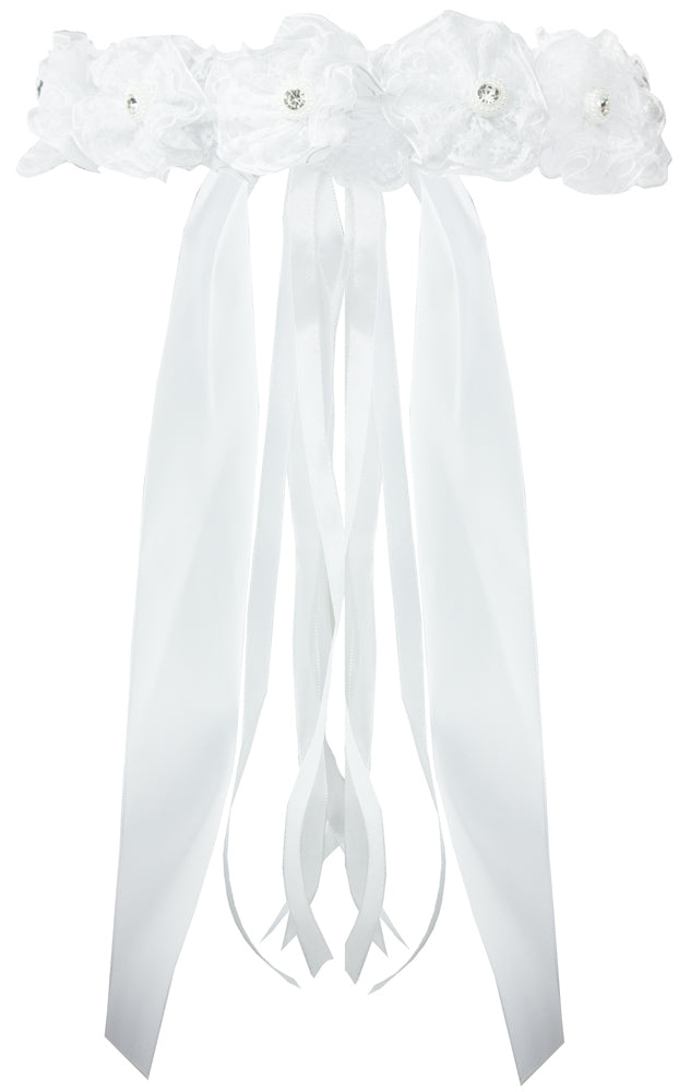 Haarkranz Manya mit Bändern Spitze und Strass - Weiß