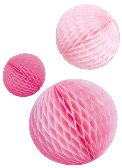 "Hot Pink" Wabenball Dekoration 3er Set - Rosa / Pink