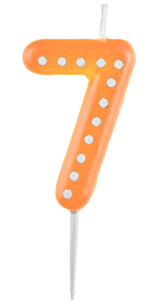 Zahlenkerze mit Punkten 6,5cm | Orange # 7