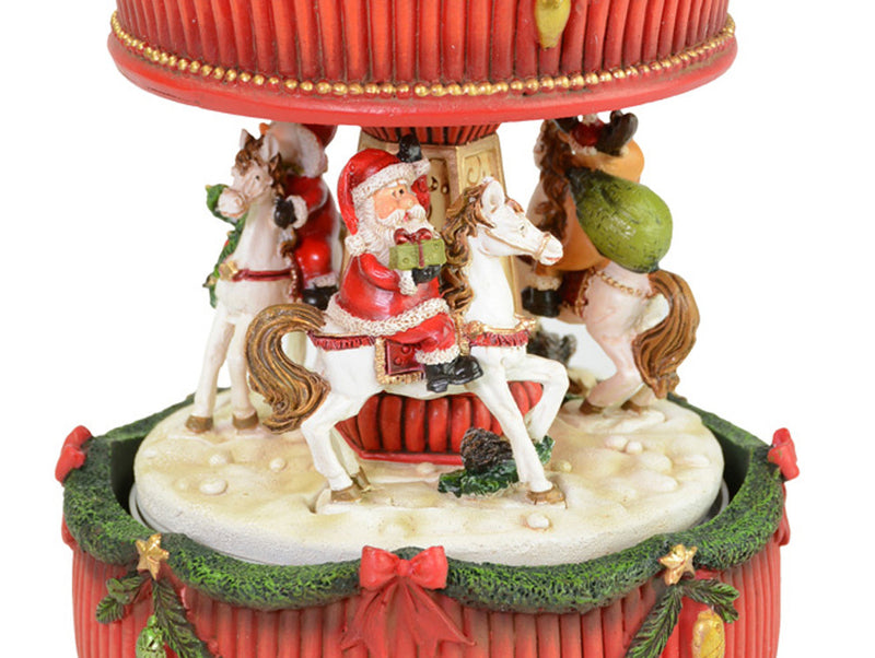 Riffelmacher Spieluhr Karussell mit Weihnachtsmann und Pferden 17 x 11 cm 70895 - Weihnachtsdekorati