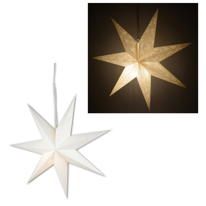 Riffelmacher Fenster Dekostern aus Papier 76611 | ca. 60cm | mit Lochmuster - Weiß