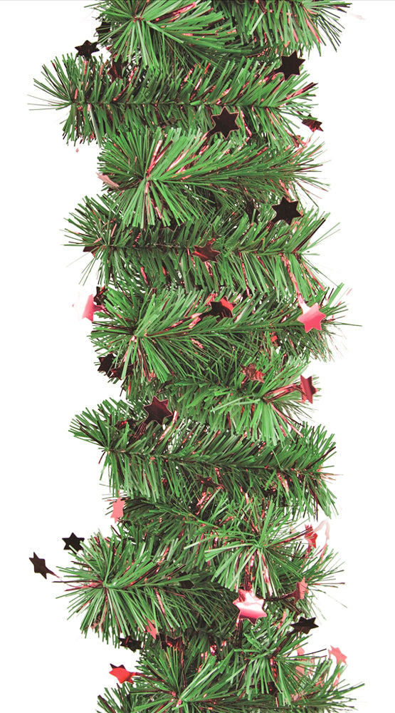 Riffelmacher Tannengirlande mit Sternen 270cm 37904 - Grün Rot