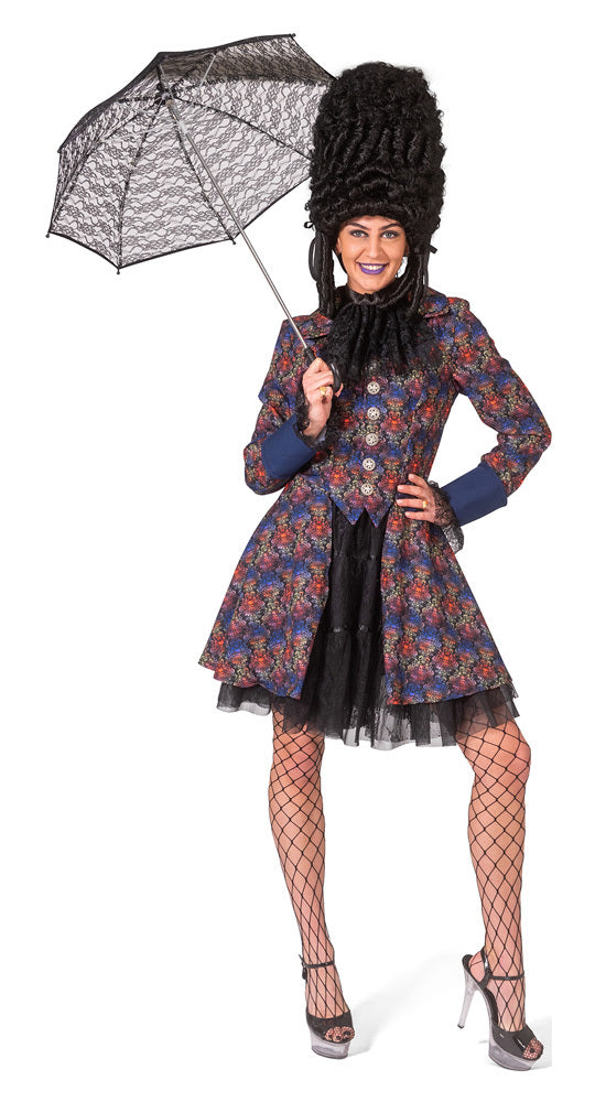 Barock Piratin Jacke für Damen mit Jabot | Piratenkostüm mit bunten Totenköpfen