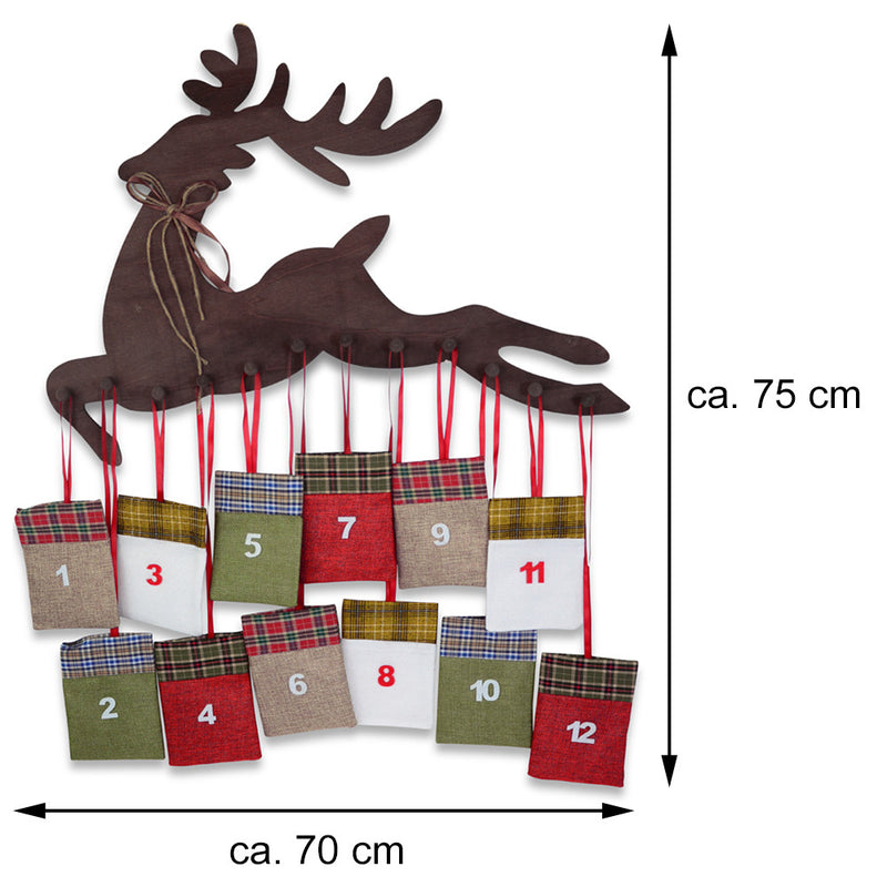 Riffelmacher Adventskalender Hirsch mit 24 Säckchen zum Befüllen 19608 | 70 x 75cm