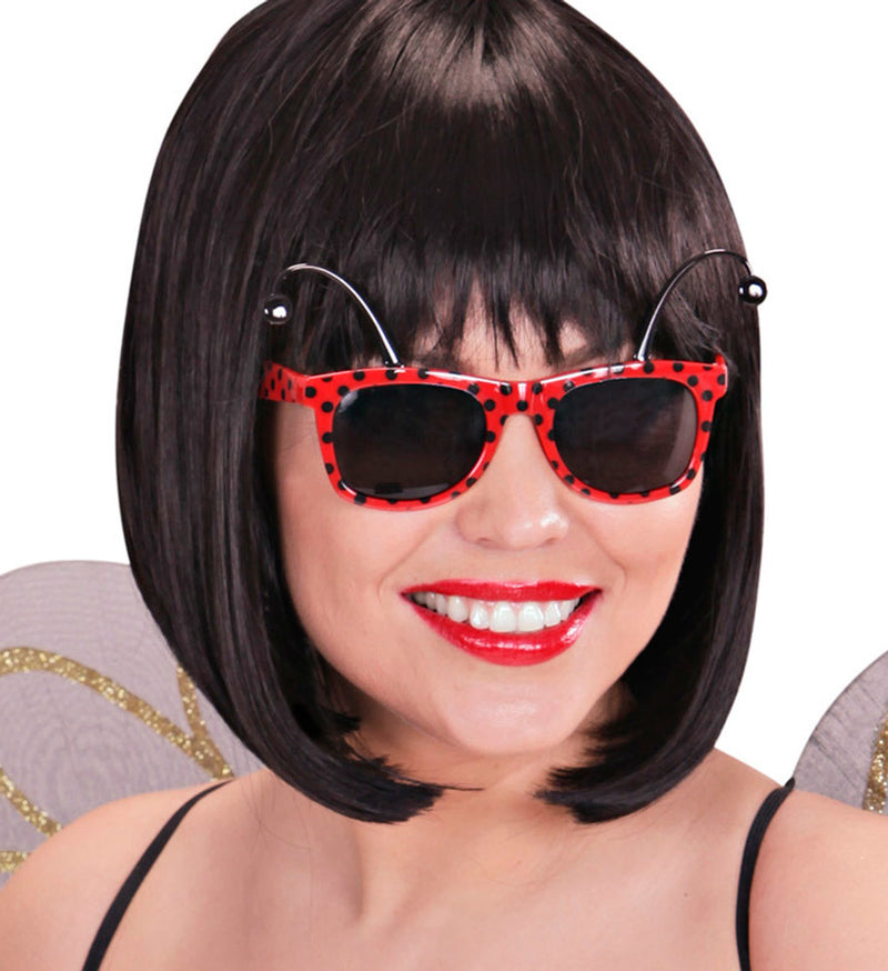Marienkäfer Brille für Erwachsene | Kostüm Zubehör Rot/Schwarz