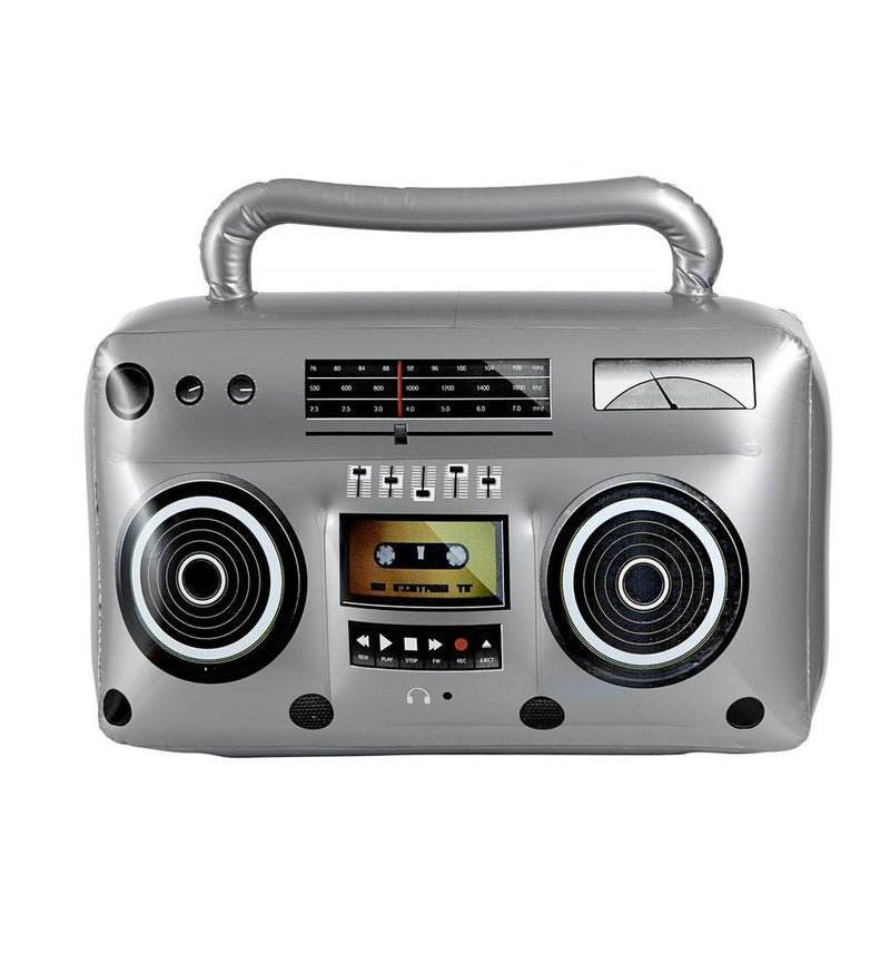 Aufblasbares Radio zum Hip Hop 80er Jahre Kostüm - Silbergrau 50 cm