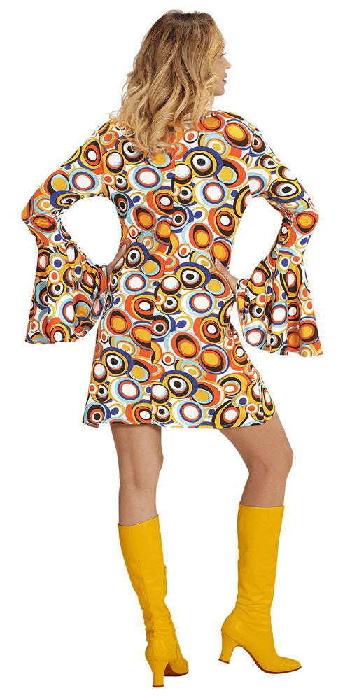 70er Jahre Retro Kostüm Kleid "Bubbles" für Damen | Bunt