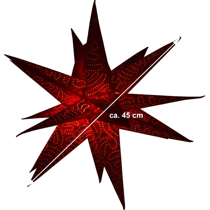 Riffelmacher 3D Fenster Dekostern aus Papier 76626 | ca. 45cm | Rot