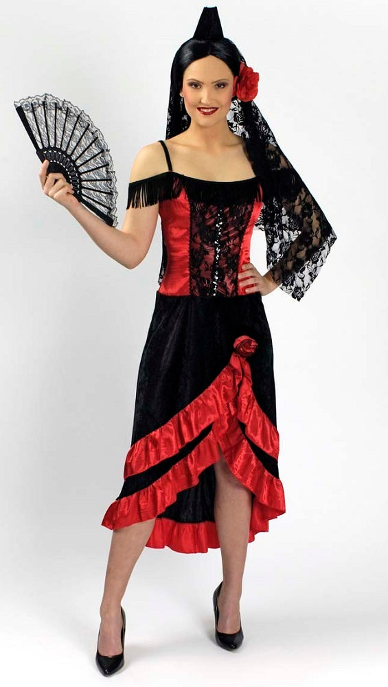 Spanierin Carmen Kostüm mit Mantilla für Damen