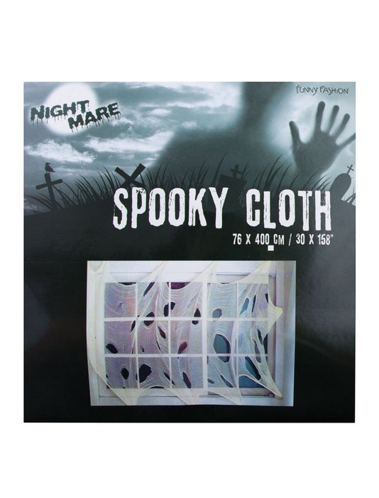 Dekostoff Lumpenstoff Spinnennetz 400 x 76 cm | Weiß Halloween Dekoration