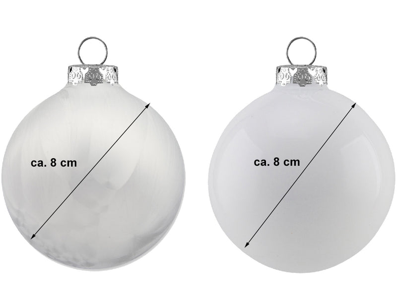 Thüringer Glasdesign Glaskugeln Eis / Emaille 806-1233-999 | 6 Stück | Ø 8 cm - Weiß