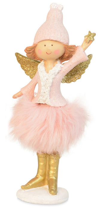 Riffelmacher Engel mit Mütze, Federkleid und Stern 75604 - Rosa Gold - 19 cm