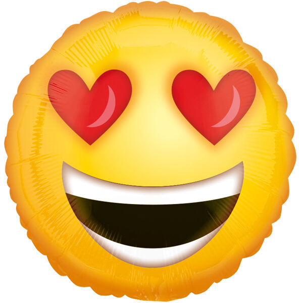 ABC18 Folienballon "Love Emoticon" Smiley Herzen | Ø 43 cm Gelb/Rot