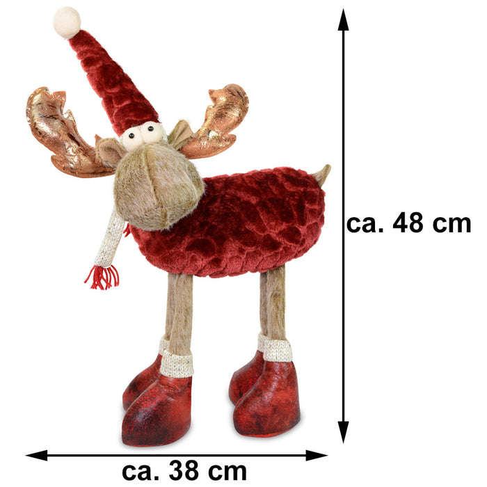 Riffelmacher Elch Rentier Dekofigur 38 x 48 cm 74706 | Braun / Rot - Weihnachten Adventsdekoration
