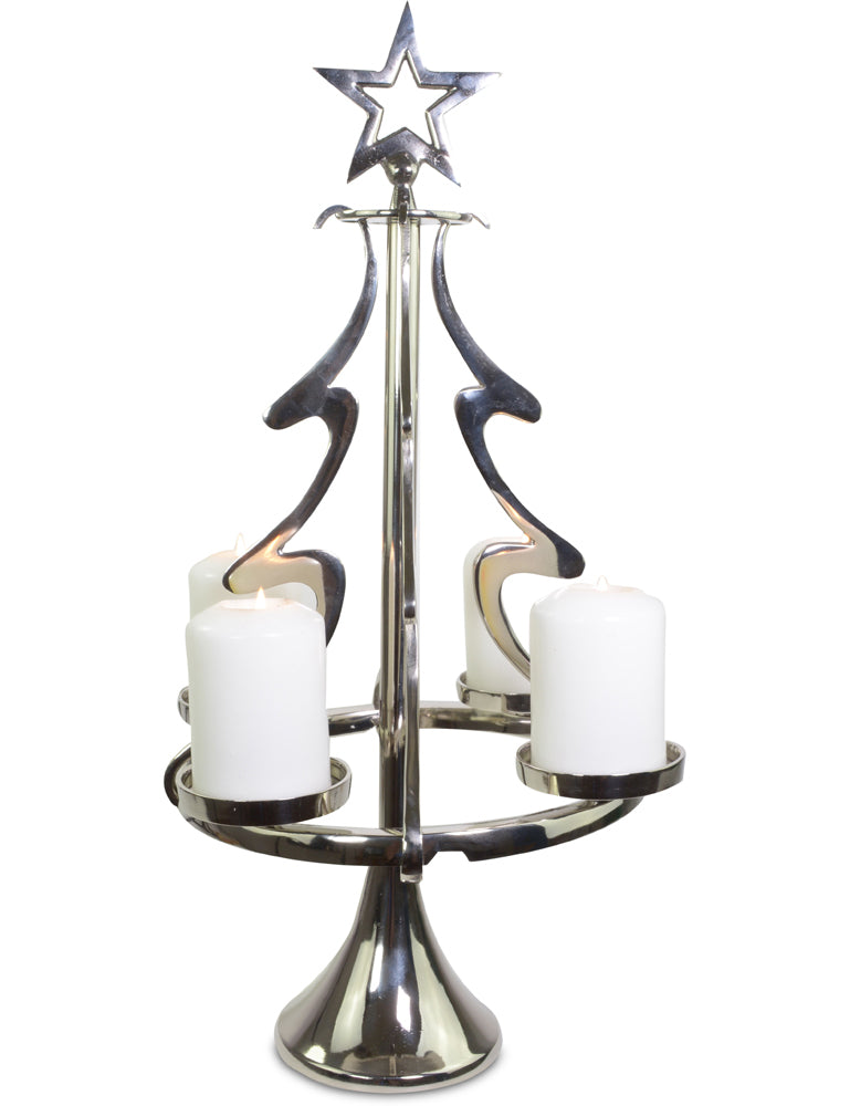 Riffelmacher Kerzenständer Weihnachtsbaum - Silber 32 x 56 cm | 24171 - Adventsdekoration