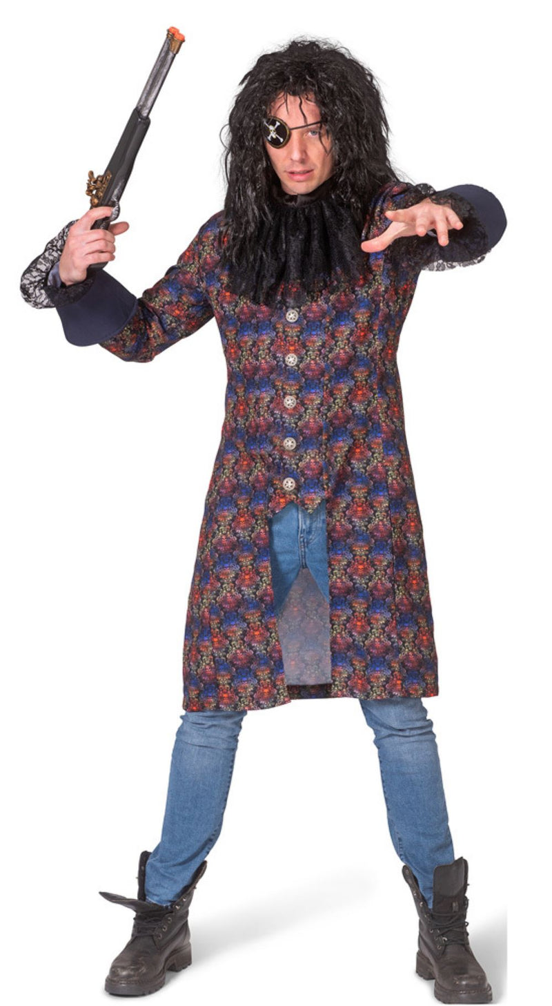 Barock Pirat Musketier Kostüm für Herren mit Totenköpfen - Bunt