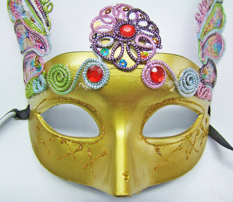 Augenmaske Florenz mit bunten Pailletten Gold