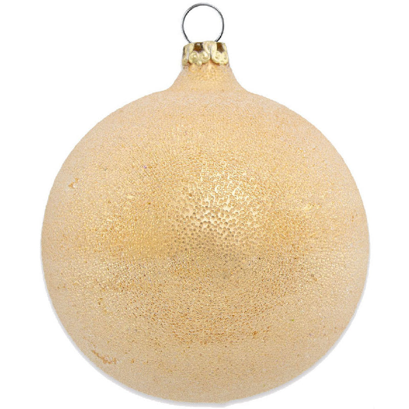 Thüringer Glasdesign Weihnachtsbaumkugel Ø 6 cm (4 Stück) - Perlentau Gold | Glas Christbaumkugeln M
