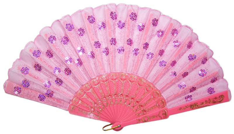 Barock Fächer mit Glitzer Pailletten | Zubehör Party Festival Karneval Kostüm