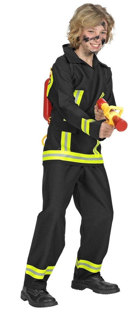 Feuerwehrmann Kostüm für Jungen - Schwarz Gelb | 2-tlg. Anzug