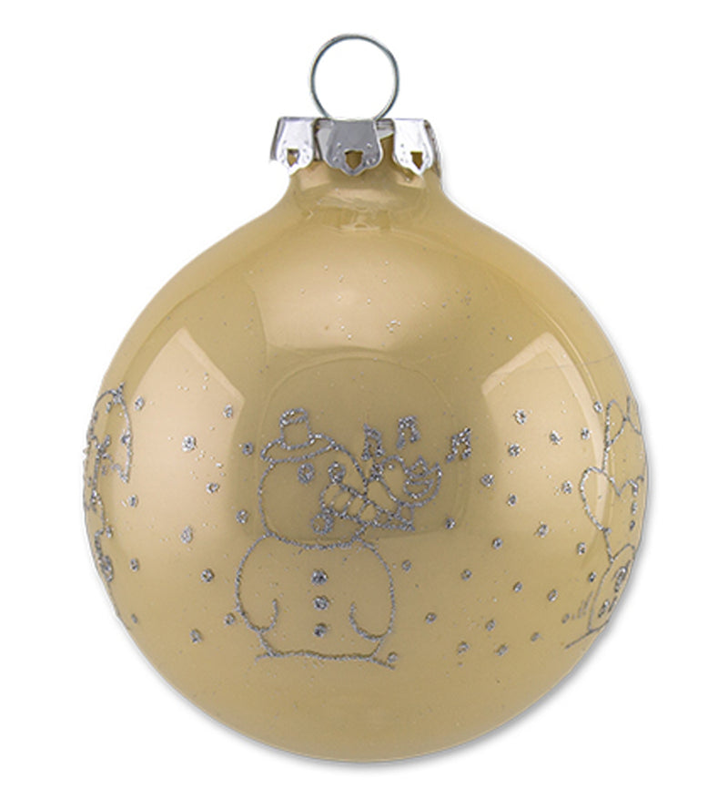 Thüringer Glasdesign Weihnachtskugel-Set 16-tlg. - Pastell mit Glitzer Dekor Lustige Schneemänner -