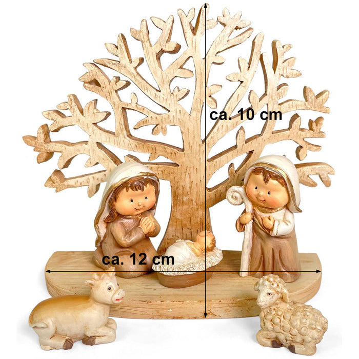 Kinderkrippe mit Baum 12 x 10 cm | 78561 - Weihnachtskrippe Krippenfiguren