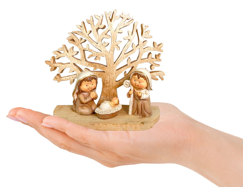 Kinderkrippe mit Baum 12 x 10 cm | 78561 - Weihnachtskrippe Krippenfiguren