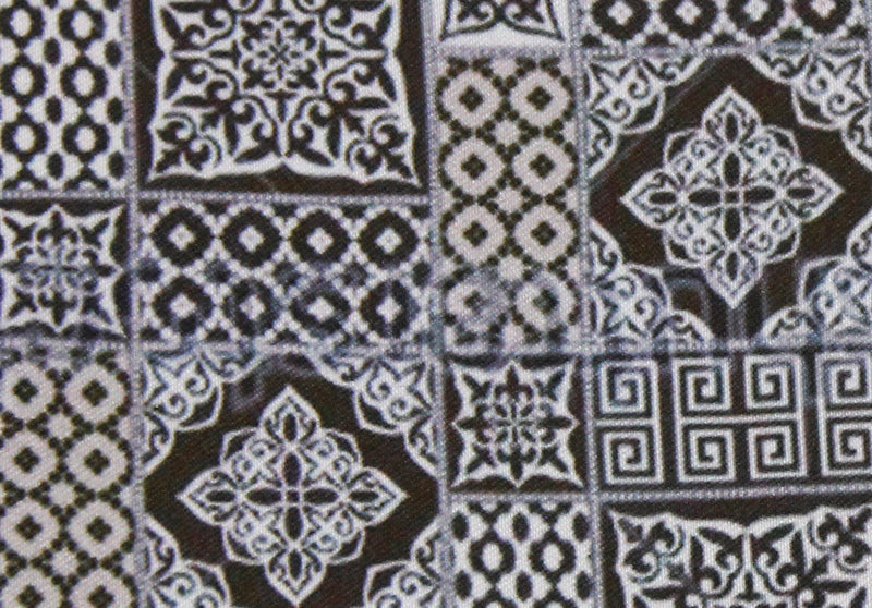 Mund Nase Stoffmaske Gesichtsmaske mit Nasenbügel | Community Fashion Maske - Ornamente Braun / Weiß