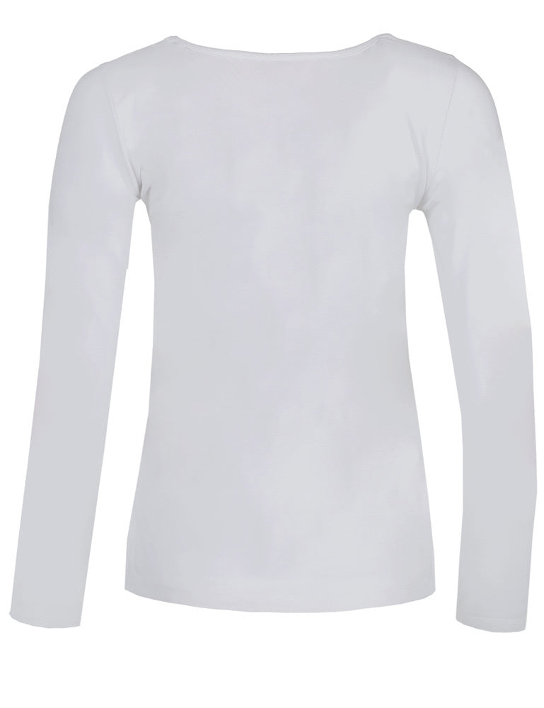 Piz Palü Damen Langarmshirt "Gerach" mit  Hirsch Stickerei  | 010025 - Weiß