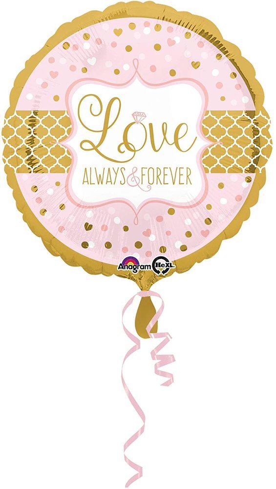 18"/Ø43cm Folienballon "Love - Always & Forever" | Rosa/Gold