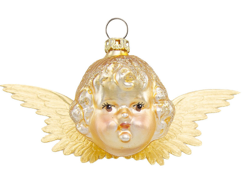 Thüringer Glasdesign Engel 5 und 10 cm (2 Stück) - Gold | Christbaumschmuck Weihnachtsbaum Anhänger