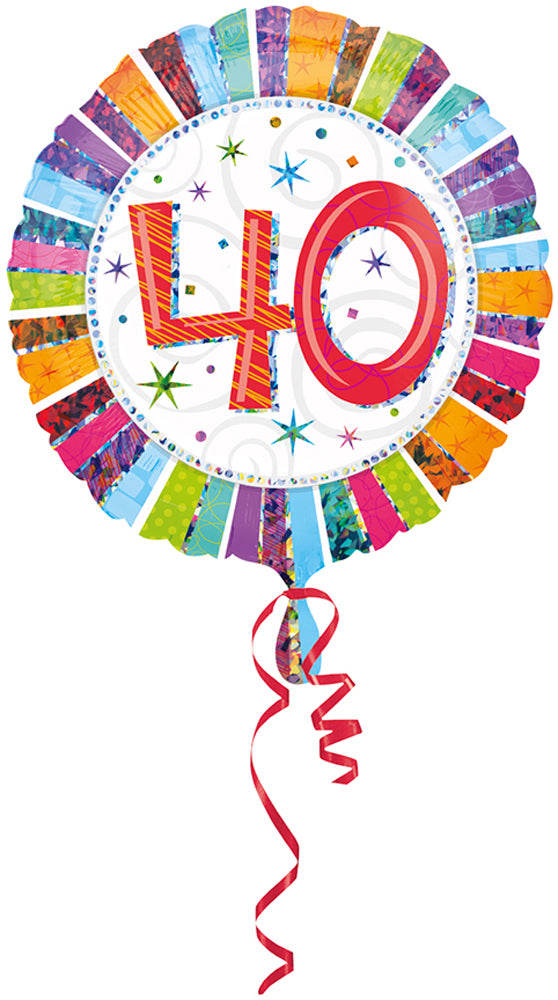 "40" Radiant Birthday Folienballon 45 cm - Bunt