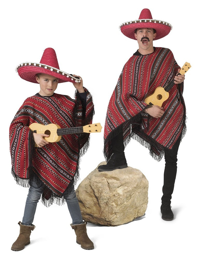 Mexikaner Poncho für Kinder "Milan" | Rot
