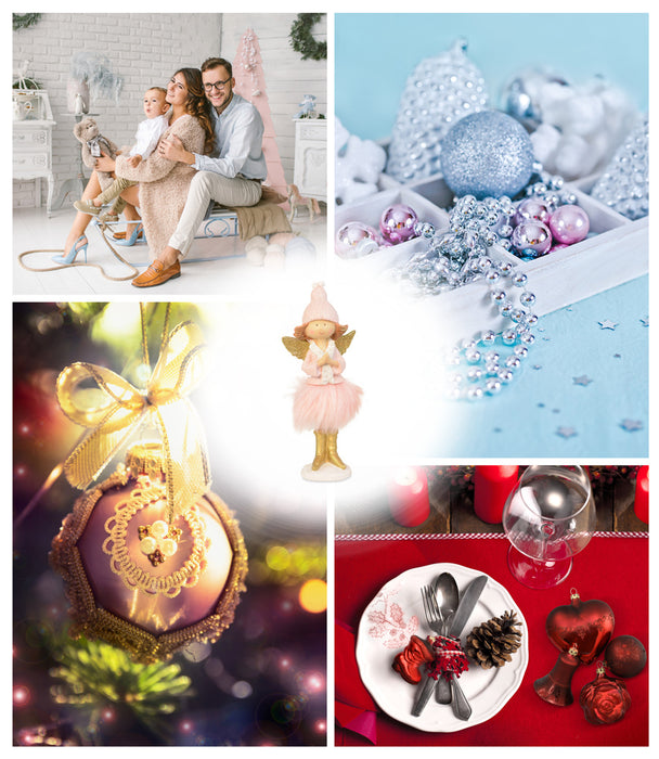 Riffelmacher Engel betend mit Mütze und Federkleid 75604 - Rosa Gold - 19 cm