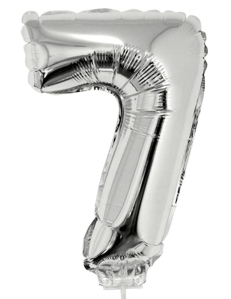 Zahlen Folienballon 41 cm mit Stab - Silber | Dekoration Geburtstag Jahrestag
