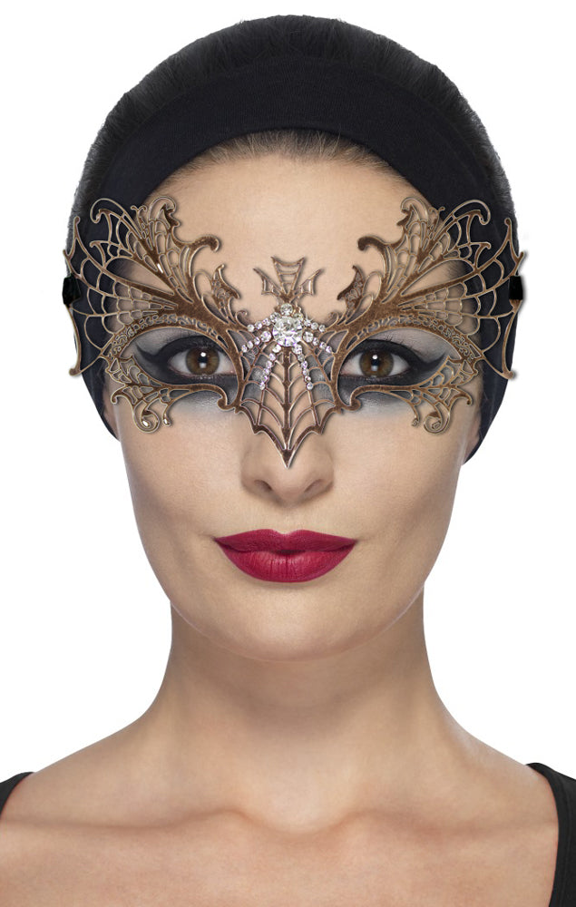 Metall Augenmaske Amanda - Antik Bronze mit Strasselementen