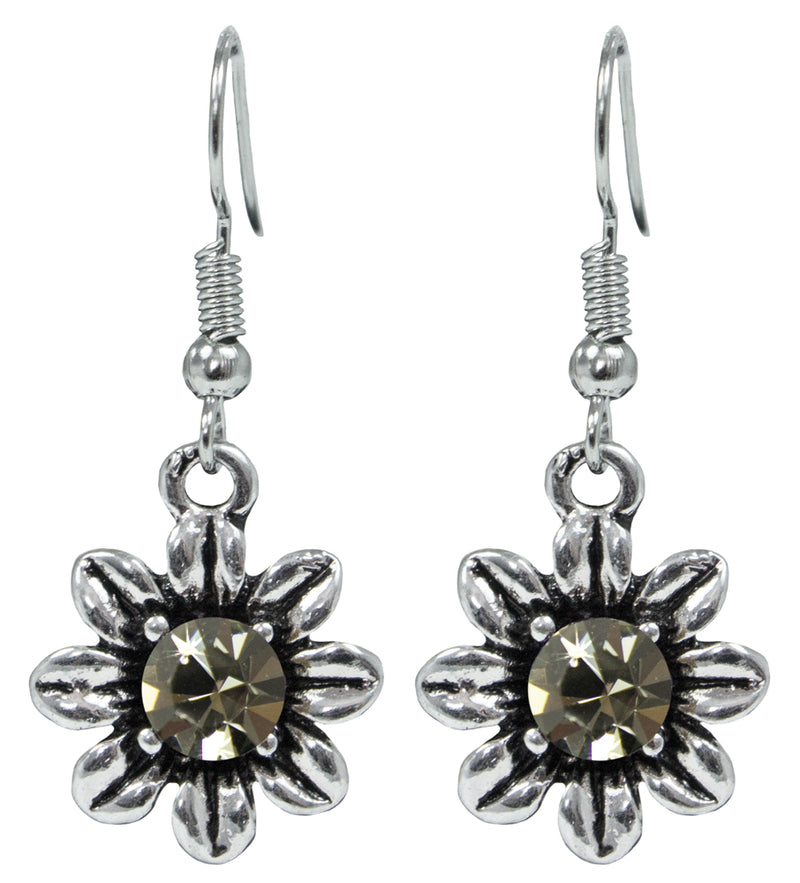 Blumen Collier mit Ohrhängern - Black Diamond