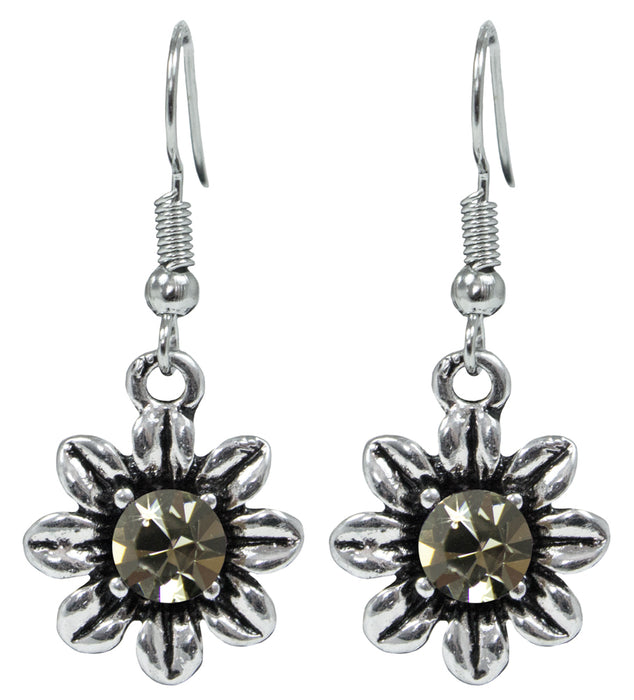 Blumen Collier mit Ohrhängern - Black Diamond