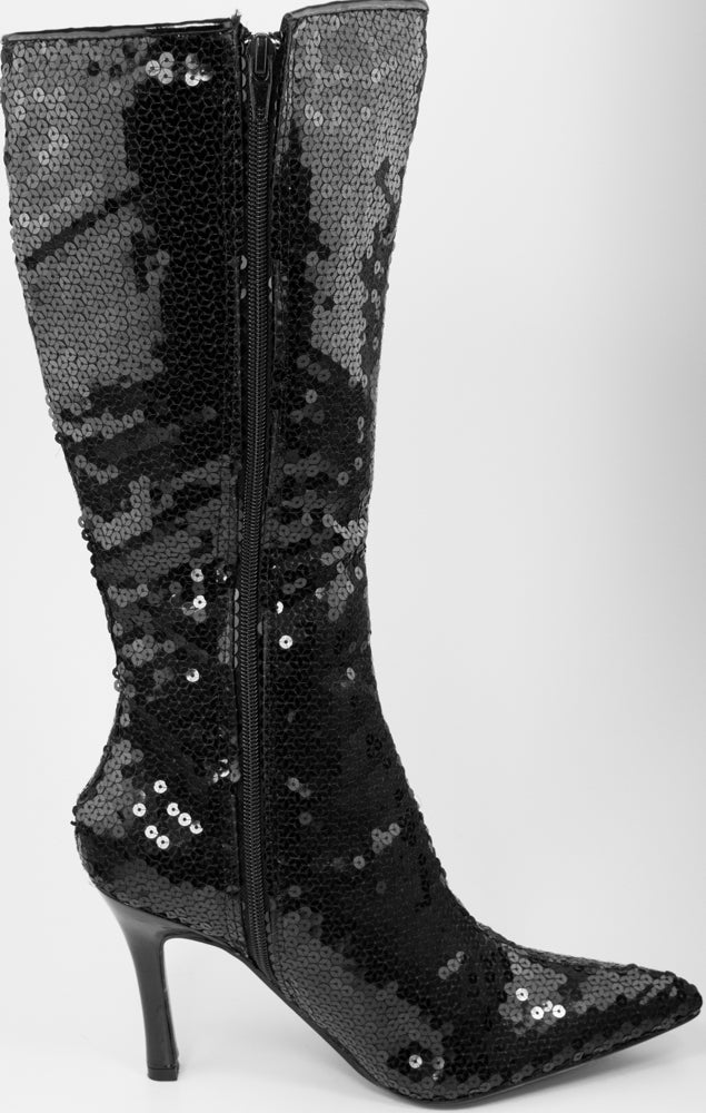 Show Pailletten Stiefel für Damen - Schwarz
