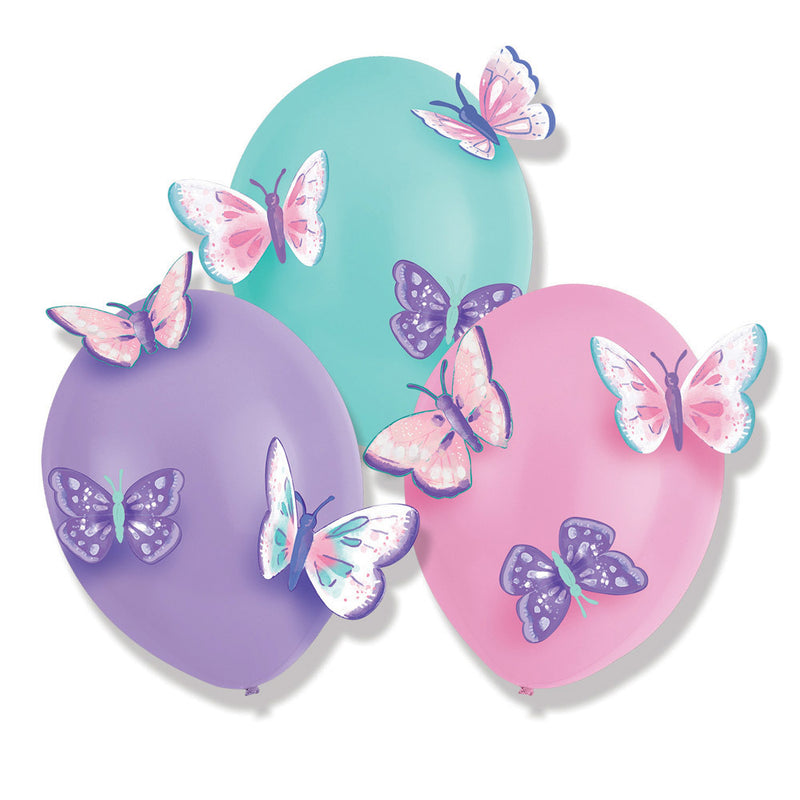 "Flutter" Schmetterlinge | 6 Luftballons Ø 27,5 cm Latexballon
