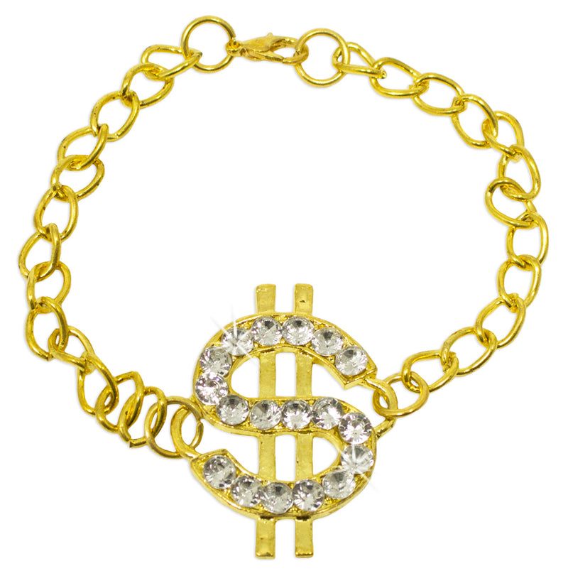 Armband mit Dollar Zeichen und Strass - Gold