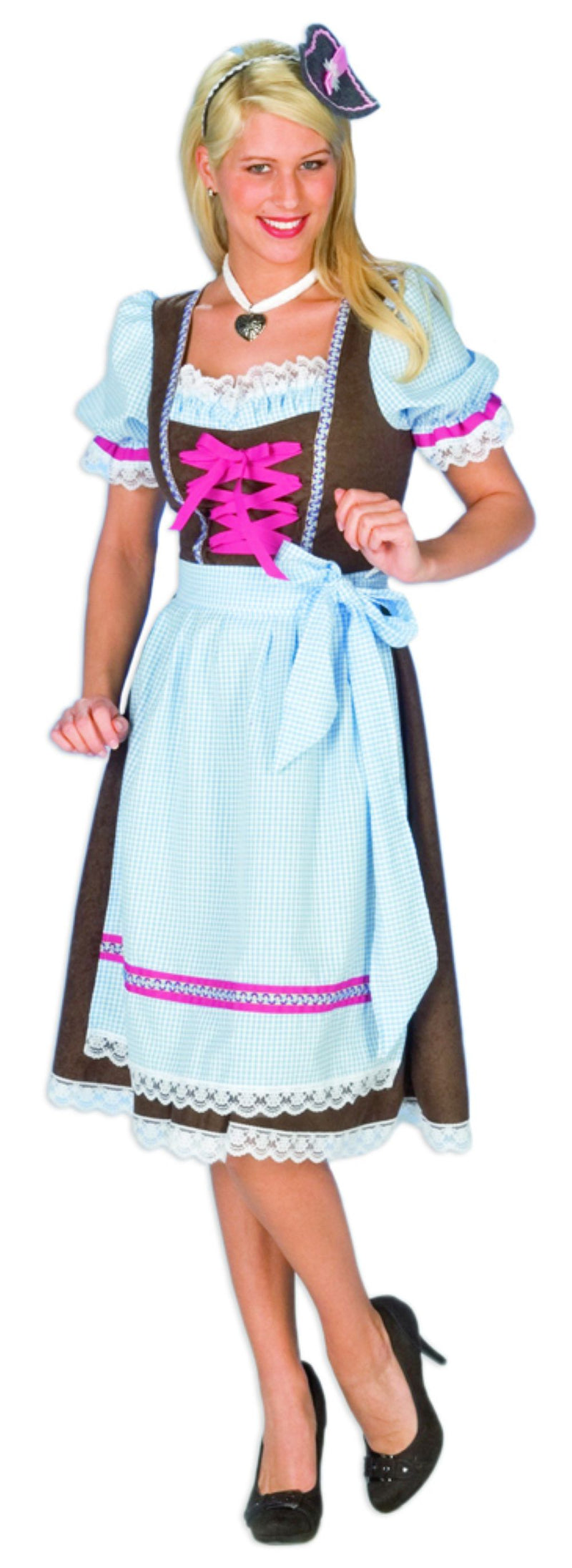 Wiesn Dirndl Kostümkleid für Damen - Hellblau Braun