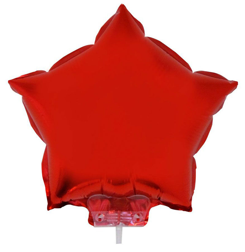 Stern Folienballon 28 cm mit Stab - Rot