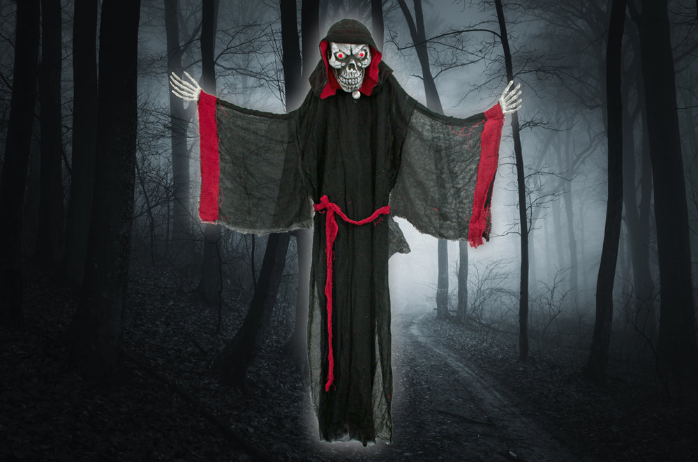 Halloween Dekoration Vampir mit Totenkopf animiert - 155 cm | Standfigur